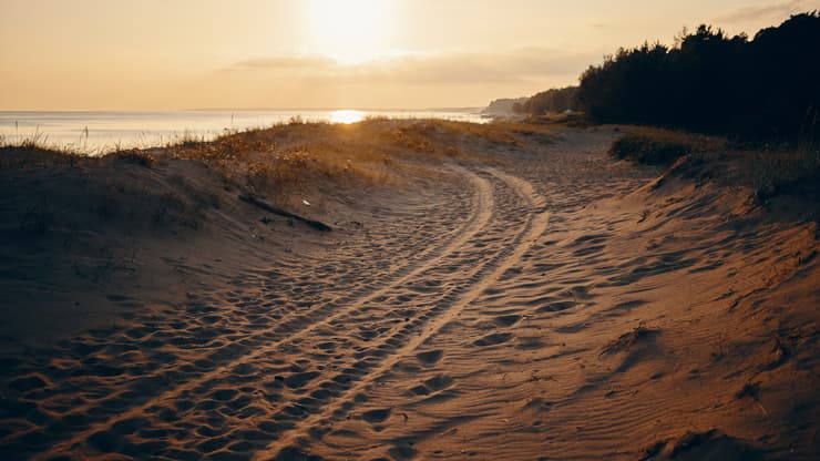 playa carretera coche ruedas